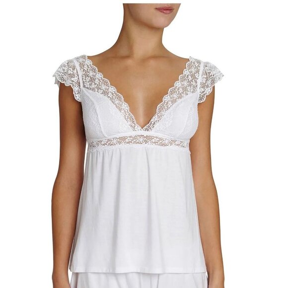 NWT Eberjey Women's White Kiss The Bride Flutter Lace Camisole Size M - Picture 1 of 12